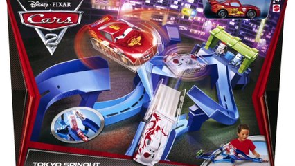 Disney Pixar Cars 2 Tokyo Spinout Track Set w Lightning McQueen Shu Todoroki Unboxing Demo Review