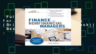 Full E-book  Finance for Nonfinancial Managers (Briefcase Books (Paperback))  Best Sellers Rank :