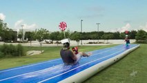 Nerf Slip and Slide Battle| Dude Perfect