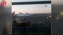 Rusya'da kalkışa hazırlanan yolcu uçağının motoru alev aldı