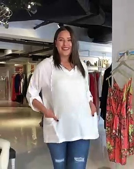 BÜYÜK BEDEN 307 KAPŞONLU BLUZ BEYAZ