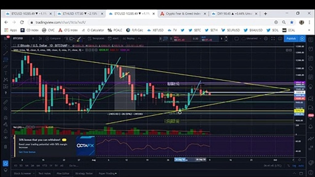 Bitcoin BTC Resumes Downtrend To $9900  (September 2019)