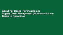 About For Books  Purchasing and Supply Chain Management (McGraw-Hill/Irwin Series in Operations
