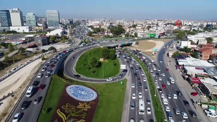 Okullar açıldı trafik çilesi başladı...O anlar havadan böyle görüntülendi