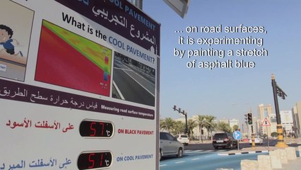 Feeling blue: Qatar road turned azure to cool city