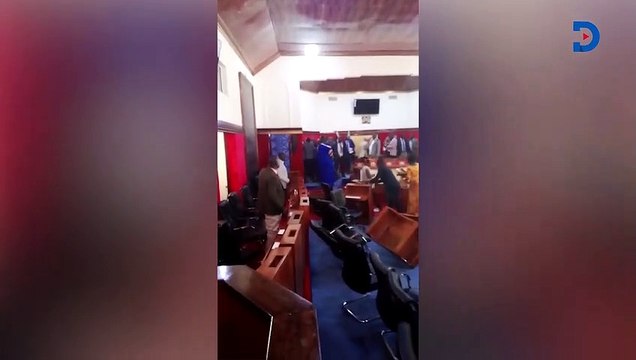 Chaos erupt at Kisumu County Assembly over plans to elect an acting speaker to replace Speaker Oloo
