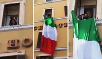Roma - Protesta contro Conte bis, Meloni (Fdi) espone il Tricolore (10.09.19)