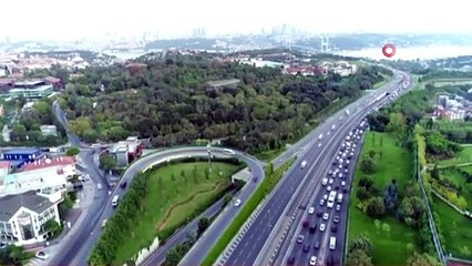 Okullar açıldı trafik çilesi başladı...O anlar havadan böyle görüntülendi