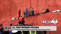 All four crew members trapped inside the cargo ship that capsized off the coast of Georgia have been rescued