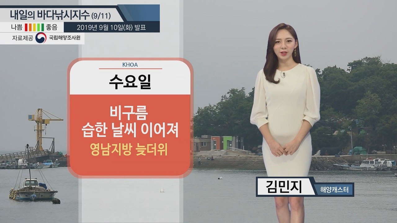 [내일의 바다낚시지수] 9월11일 전국에 비소식... 바다낚시지수 포인트별 천차만별...