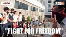 Hong Kong school students form human chain after a weekend of protests