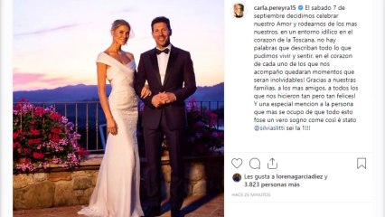 Carla Pereyra y Pablo Simeone se casan por segunda vez en la Toscana.