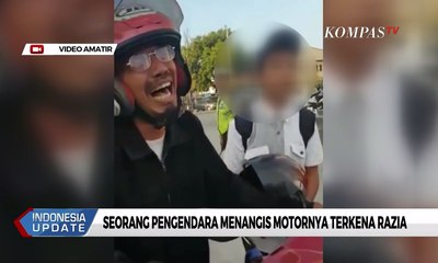 Terkena Razia, Seorang Pengendara Pria Menangis