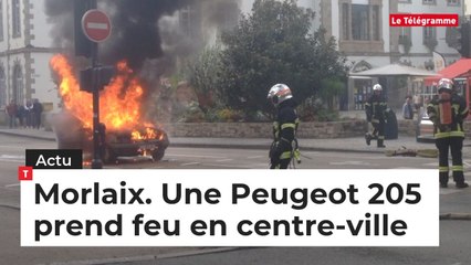 Morlaix. Une femme s'échappe de sa voiture en feu