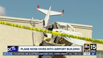 Two hurt after plane crashes into building at Ak-Chin Regional Airport