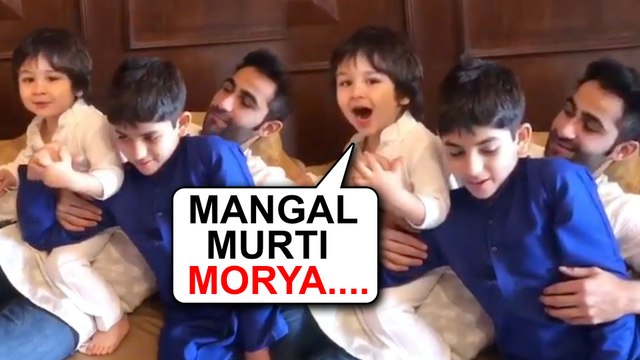 Taimur Ali Khan SAYS Ganpati Bappa Morya | Celebrates Ganesh Utsav 2019