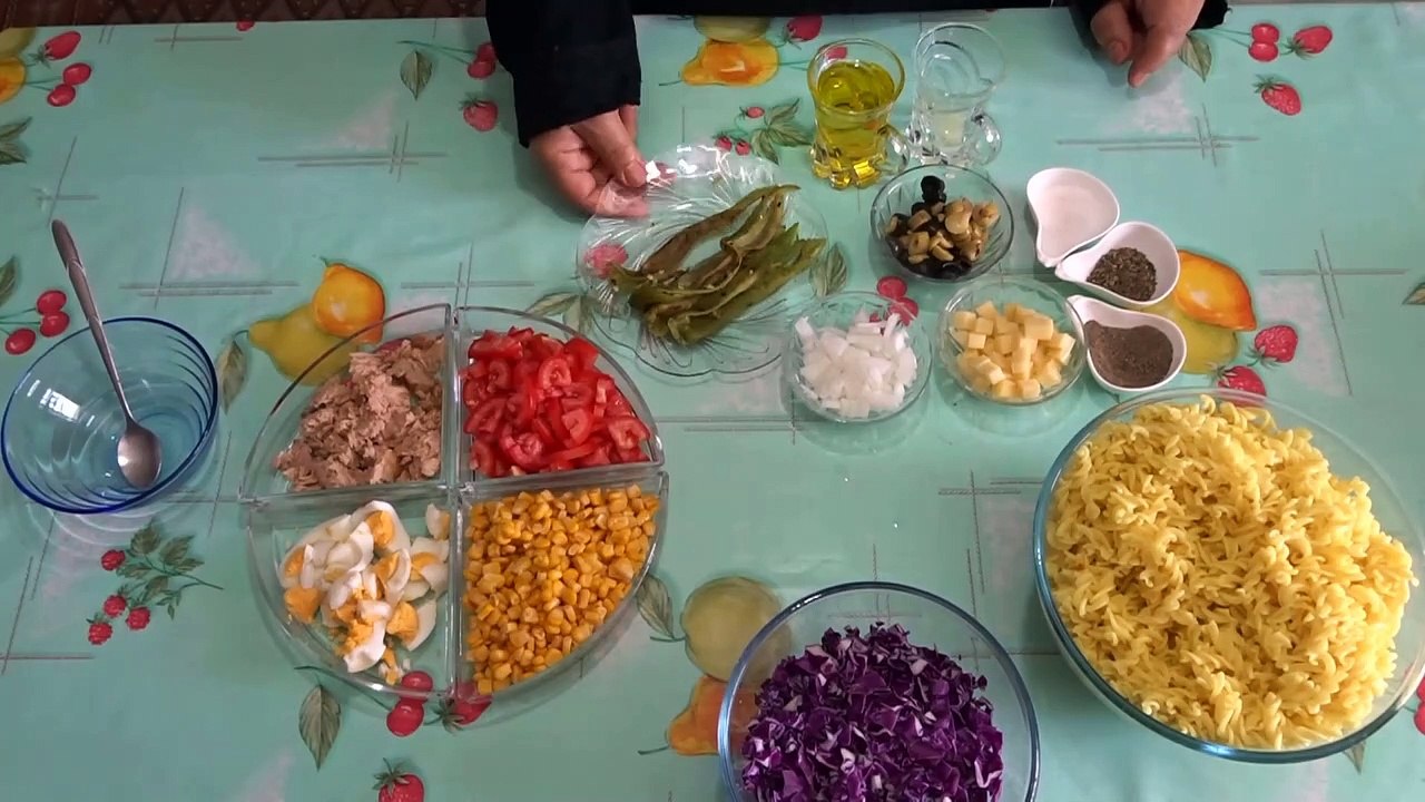 فطور صيفى سهل خفيف سلطة معكرونة