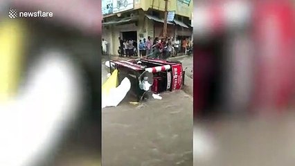 Vehicles swept away by floodwater as incessant rains batter central India
