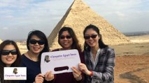 4 girls in front of the Egyptian pyramids | Cleopatra Egypt Tours
