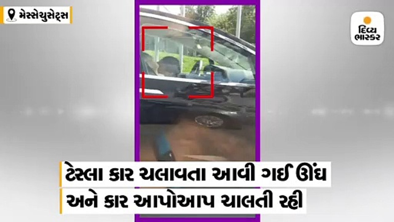 ટેસ્લા કાર ચલાવતા અચાનક ડ્રાઇવરને ઊંઘ આવી ગઈ, ક...