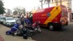 Carro e moto batem na Rua Riachuelo, em Cascavel
