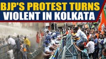 BJP workers protest in kolkata, police use water cannons to disperse them | Oneindia News