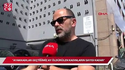 下载视频: Kadın cinayetlerine dikkat çekmek için duvara 440 çift kadın ayakkabısı asıldı