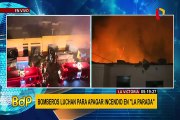 La Victoria: bomberos luchan para controlar incendio que consume mercado minorista