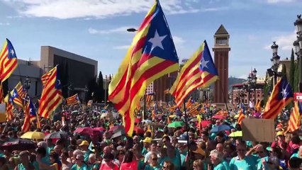 Ambiente previo en la manifestación de la ANC por la Diada