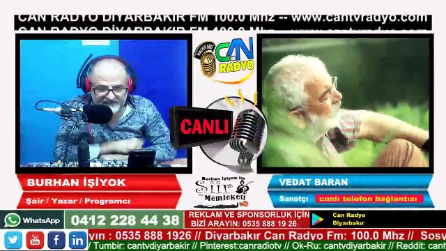 DİYARBAKIR CAN RADYO - BURHAN İŞİYOK İLE ŞİİR MEMLEKETİ - VEDAT BARAN - 10.09.2019