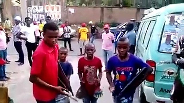 5 children shows off their talent playing locally made musical instruments