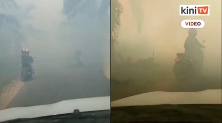 Jerebu tebal, penunggang motorsikal tak nampak jalan