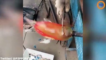 Admirez le travail magnifique de ce souffleur de verre !