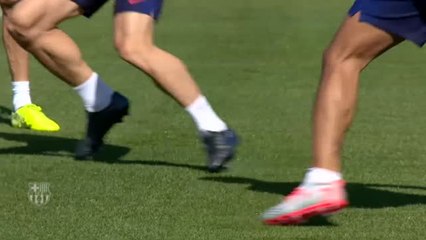 Luis Suárez completa el entrenamiento con el grupo