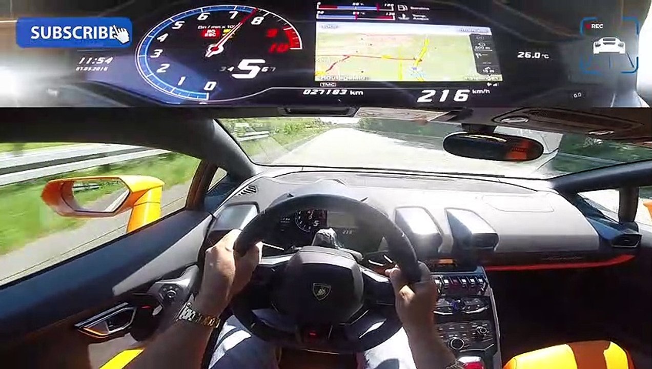 POV 342 km-h LAMBORGHINI HURACAN AKRAPOVIC INSANE! AUTOBAHN ACCELERATION TOP SPEED DRIVE & SOUND