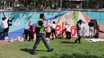 Graffiti tutkunları Merinos Parkı'nın duvarını renklendirdi - BURSA