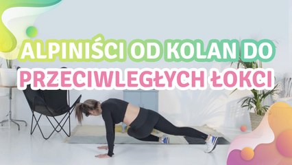 Plank/Podpór przodem na wyprostowanych rękach z dociąganiem kolana do przeciwnego łokcia - Krok do Zdrowia
