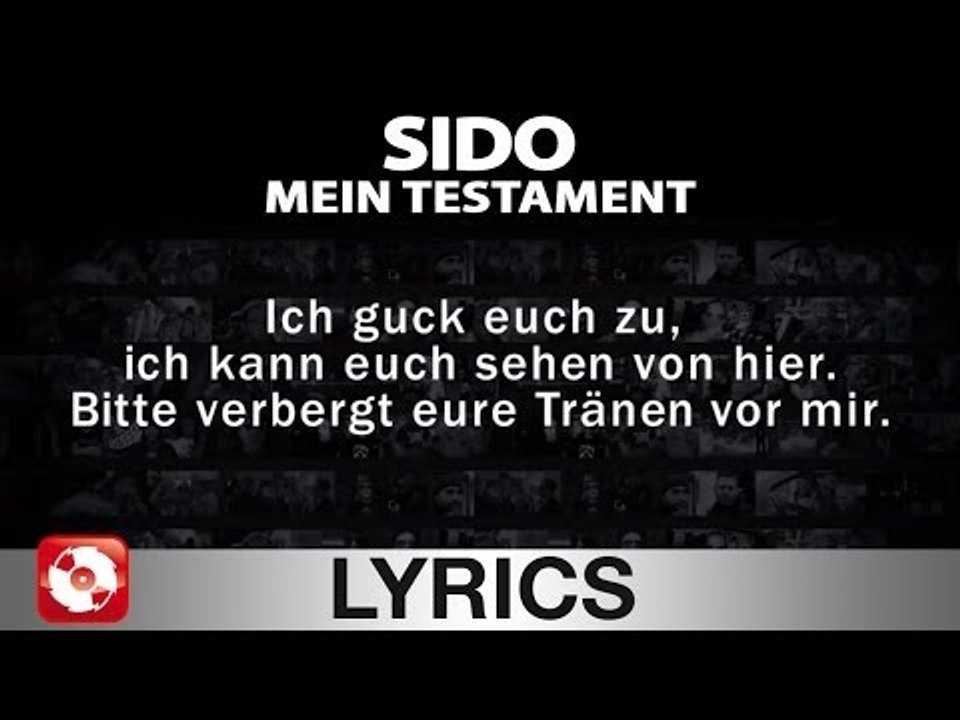 SIDO - MEIN TESTAMENT - AGGROTV LYRICS KARAOKE (OFFICIAL VERSION)