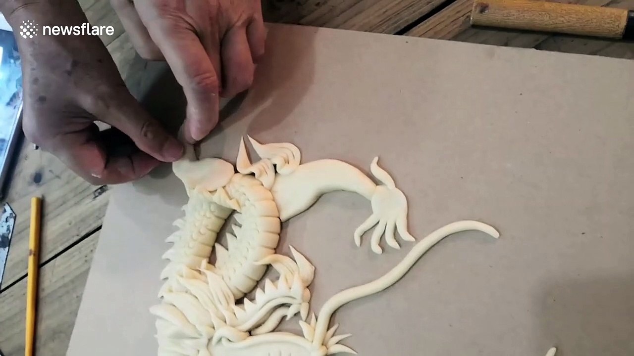 Chinese baker creates incredibly elaborate dragon-shaped pastry for upcoming Mid-Autumn Festival