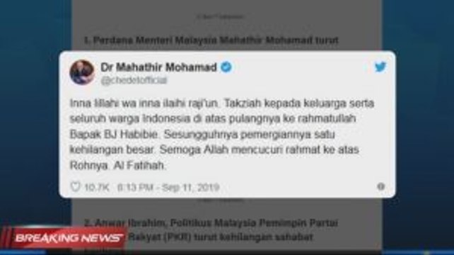 Tokoh Dunia Ucapkan Belasungkawa atas Wafatnya Habibie