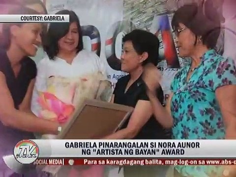 Gabriela pinarangalan si Nora Aunor ng Artista ng Bayan Award