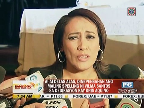 Aiai delas Alas, dinepenssahan ang maling spelling ni Vilma Santos sa dedikasyon kay Kris