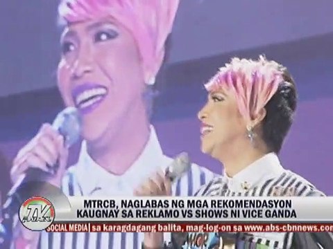 MTRCB, Naglabas ng mga Rekomendasyon kaugnay sa reklamo VS Show ni Vice