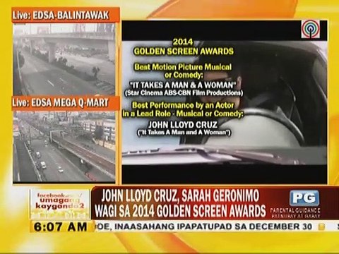 John Lloyd Cruz at Sarah Geronimo, wagi sa 2014 Golden Screen Awards
