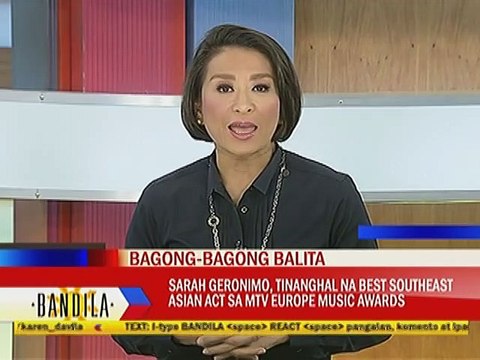 Sarah Geronimo, tinanghal na best Southeast Asian Act sa MTV Europe Music Awards
