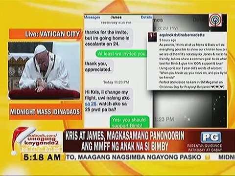 Kris at James, magkasamang panonoorin ang MMFF ng anak na si Bimby