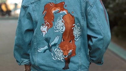 Artist Paints Beautiful Design On Denim Jacket
