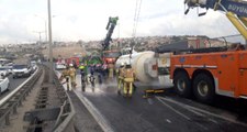 TEM'de tanker devrilince tüm şeritler trafiğe kapatıldı