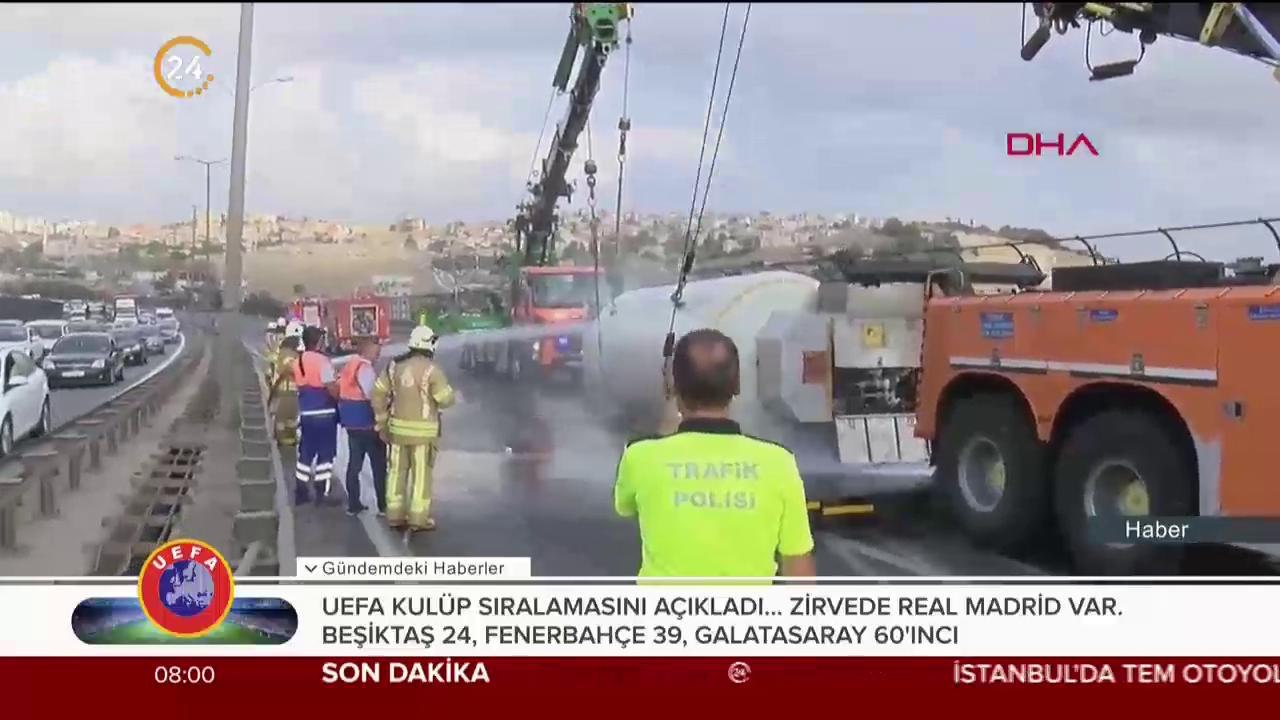 TEM otoyolu Altınşehir viyadüğünde tanker devrildi...