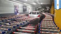 Car parks in shopping cart bay so workers get revenge